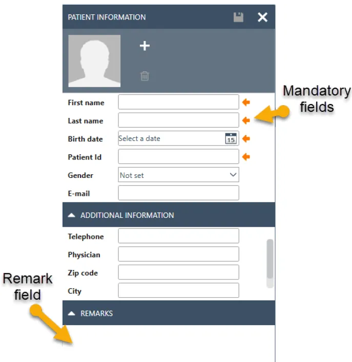 Screenshot of patient info panel in Otoaccess Database